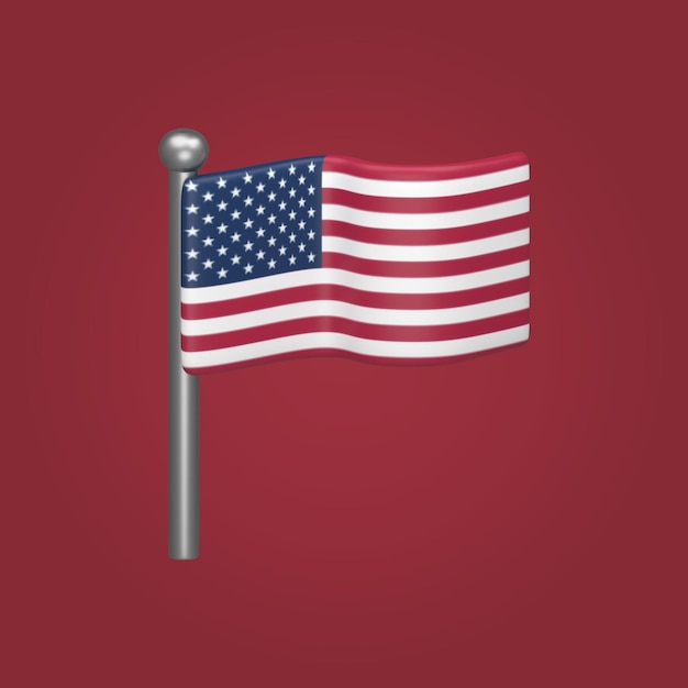 3d render of the american flag waving