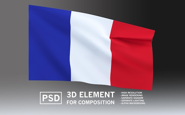 3D Render of the French Flag for Composition