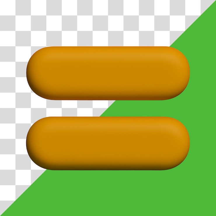 PSD 3d render of two parallel horizontal bars representing equality