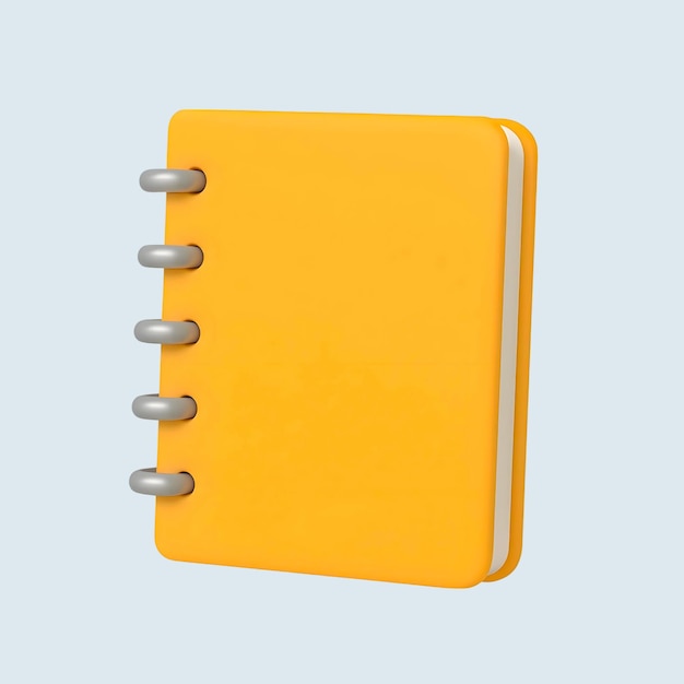 3D Render of a Yellow Spiral-Bound Notebook