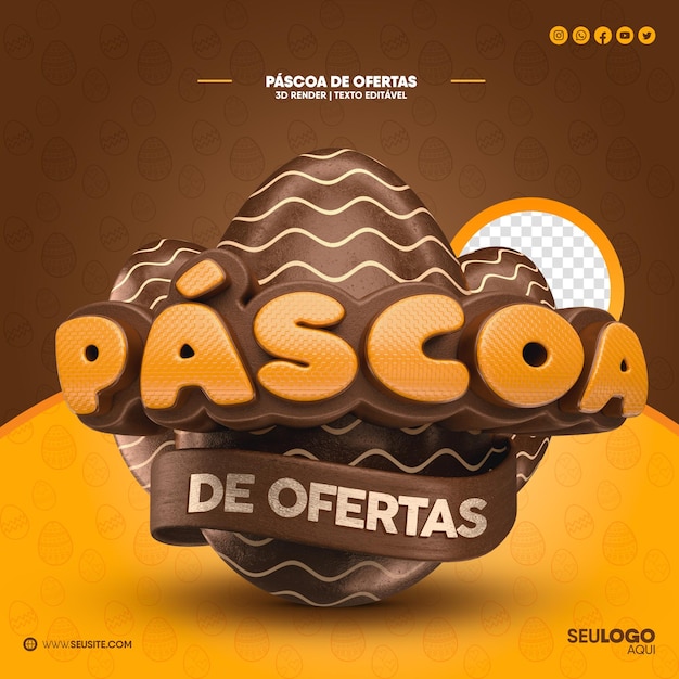 3d render ofertas de pascua diseño de celebración brasileña en portugués