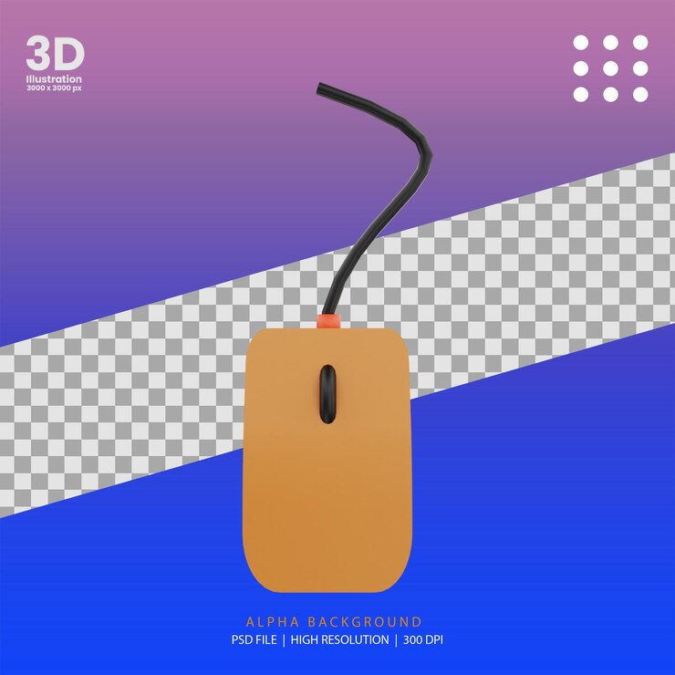 PSD 3d render old mouse illustration