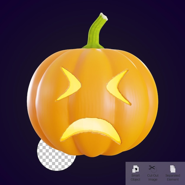 PSD 3d render orange halloween kürbis emoticon