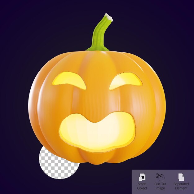 PSD 3d render orange halloween kürbis gesicht emoji