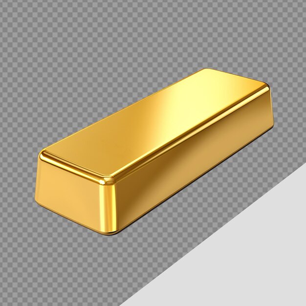 PSD 3d render de oro lingot barra de metal png aislado en el fondo transparente