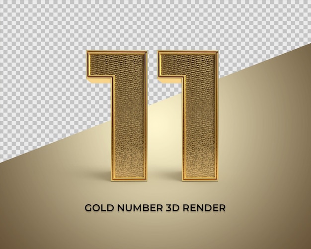 3D render oro número 11 PNG