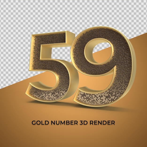 PSD 3d render oro número 59 lujo aniversario edad
