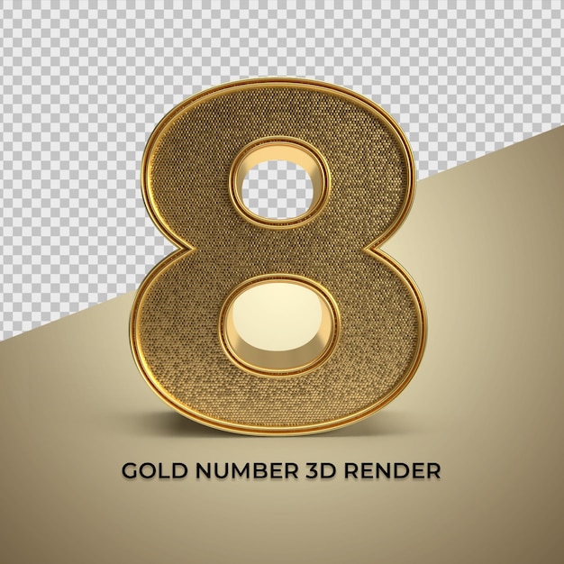 3d render oro número 8 png