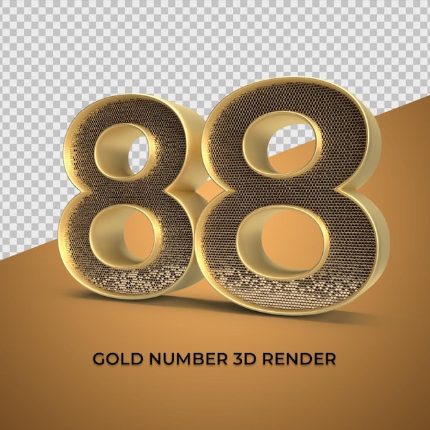 3d render oro número 88 lujo aniversario edad