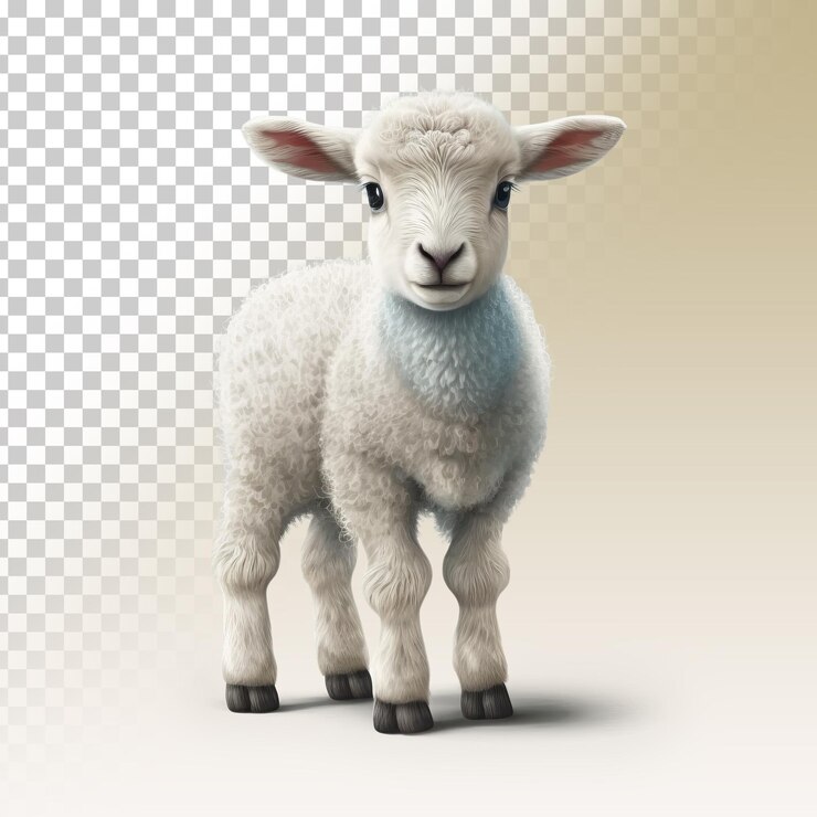 PSD 3d render oveja realista transparente