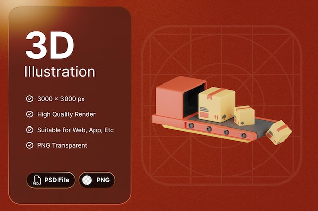 3D Render Package Sortir Compras Concepto Moderno Icono Ilustraciones Diseño