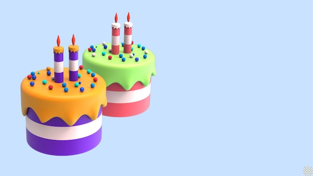3d render pastel de cumpleaños color pastel copia espacio ilustración aislada