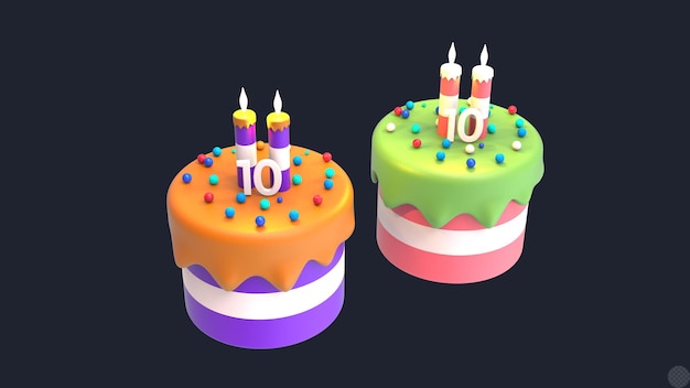 PSD 3d render pastel de cumpleaños con soporte color pastel copia espacio ilustración aislada