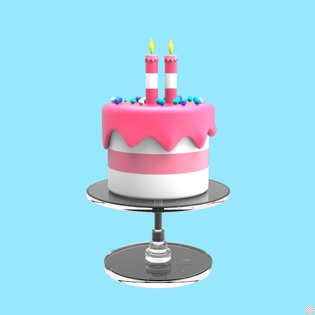 3d render pastel de cumpleaños con soporte color pastel copia espacio ilustración aislada