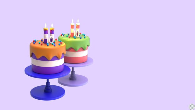 3d render pastel de cumpleaños con soporte color pastel copia espacio ilustración aislada