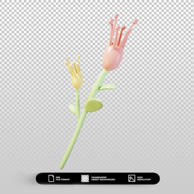 3D-Render-Pastellblumenillustration