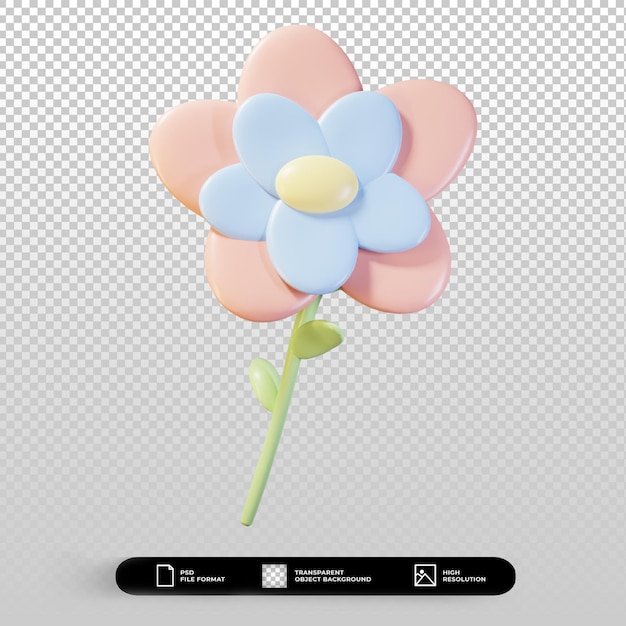 3D-Render-Pastellblumenillustration