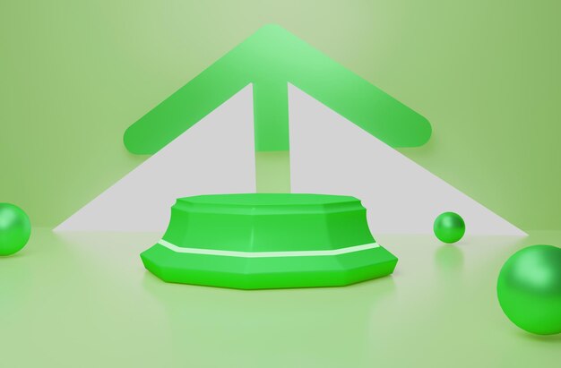 3d render pedestal gren para pedestal de exhibición o soporte de producto en blanco de plataforma