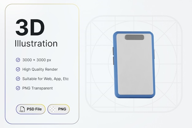 PSD 3d render phone clay concepto de objeto esencial icono moderno diseño de ilustraciones