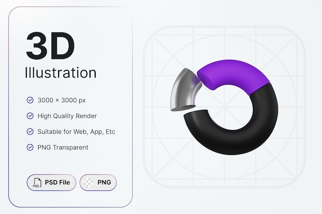 PSD 3d render pie infografía concepto diseño moderno