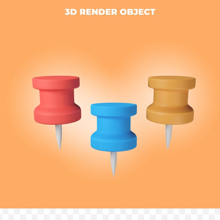 PSD 3d render pin aislado