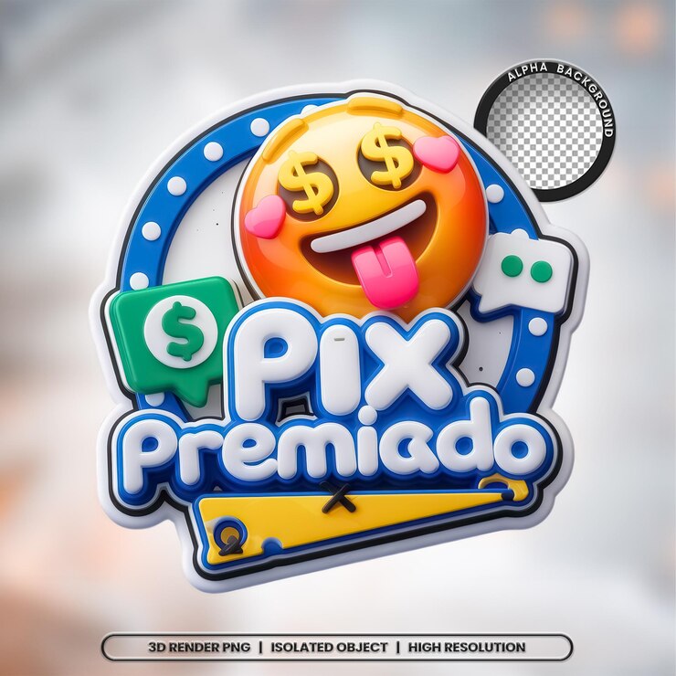 3D Render Pix Premiado con el ícono del elemento de sello PSD PNG