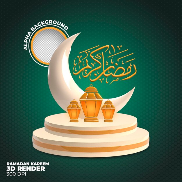 3d render plantilla de publicación de etiqueta ramadan kareem