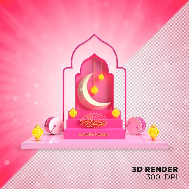 3d render plantilla de publicación de etiqueta Ramadan Kareem