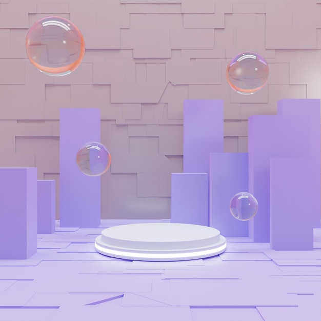3D render podio blanco sobre fondo blanco de alta calidad
