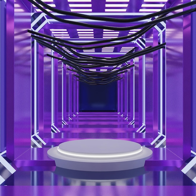 PSD 3d render pódio branco moderno sobre fundo roxo. alta qualidade