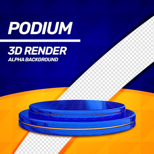 3d render pódio de promoção azul isolado