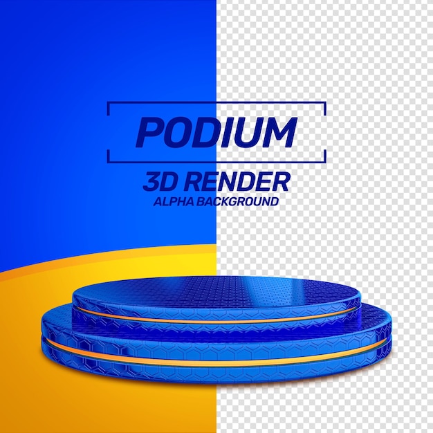 PSD 3d render pódio de promoção azul isolado