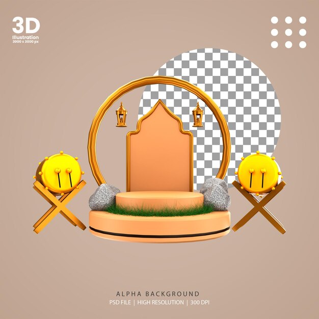 3d render podio ramadhan venta tambores