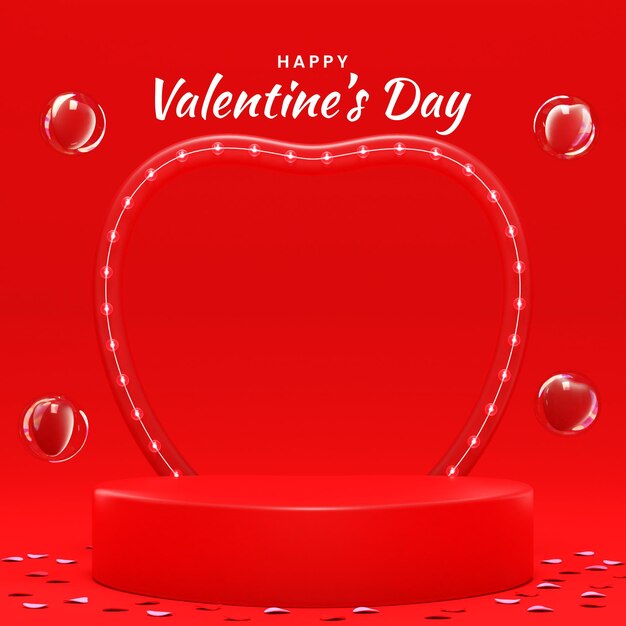 3d-render, podium happy valentinstag