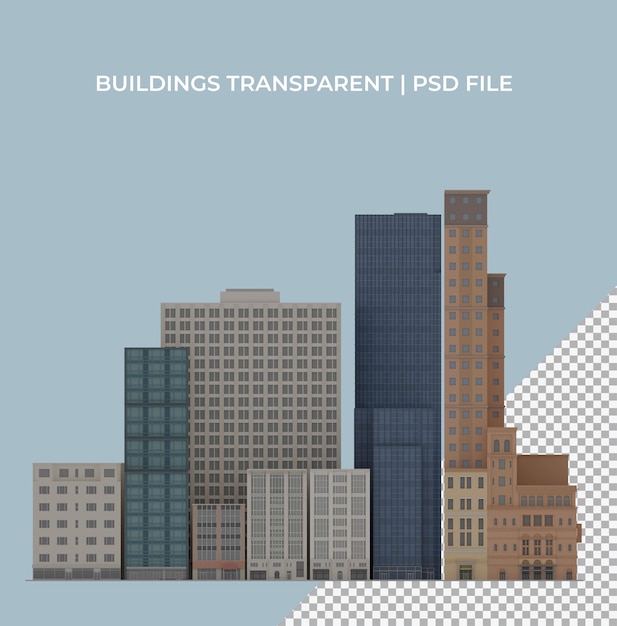 3d render bajo poli polígono edificios rascacielos nyc transparente