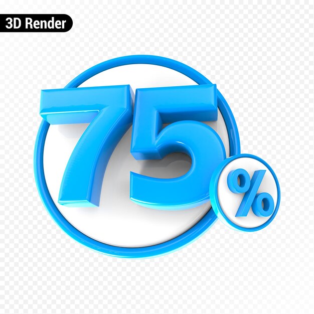 3d Render porcentaje número 75