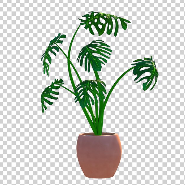 3d render pot de flores verdes