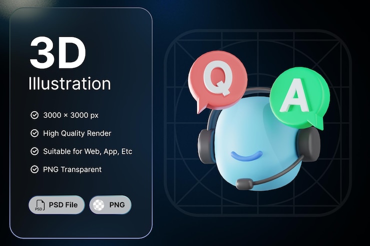 PSD 3d render pregunta y respuesta concepto de comunicación diseño de ilustraciones de iconos modernos