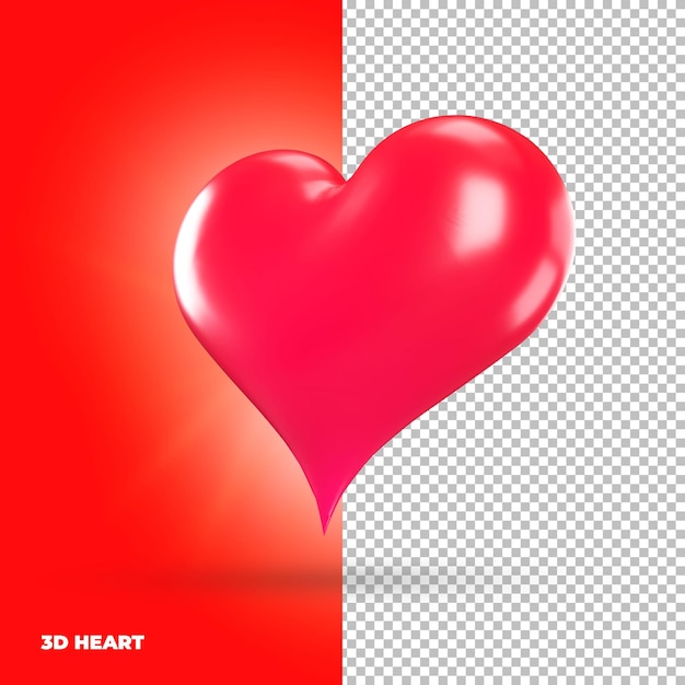 3d render premium en forma de corazón psd