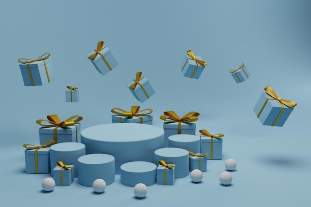 3d render product display with gift box