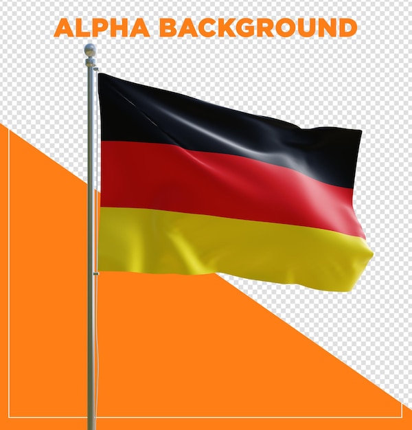 3d render PSD Alemanha bandeira realista com poste