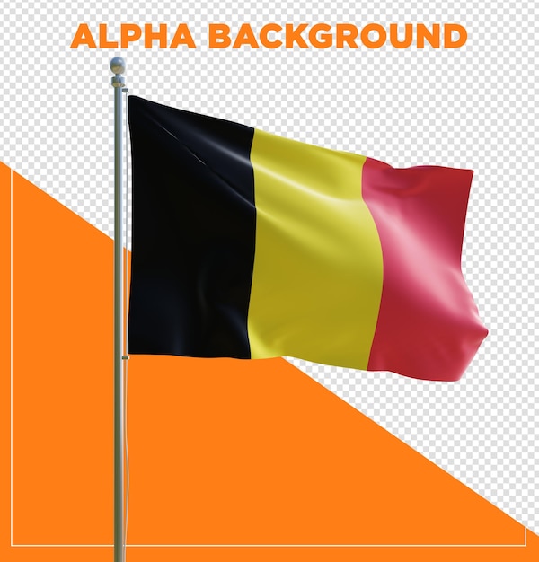 3d render PSD Bélgica bandera realista con el poste