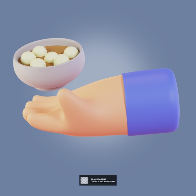 3d render pudín de pegamento de comida china