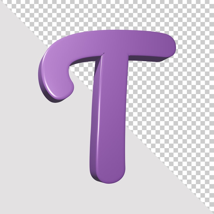 PSD 3d render púrpura alfabeto letra t aislado