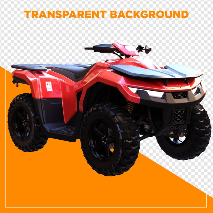 PSD 3d render quadriciclo vermelho com fundo transparente