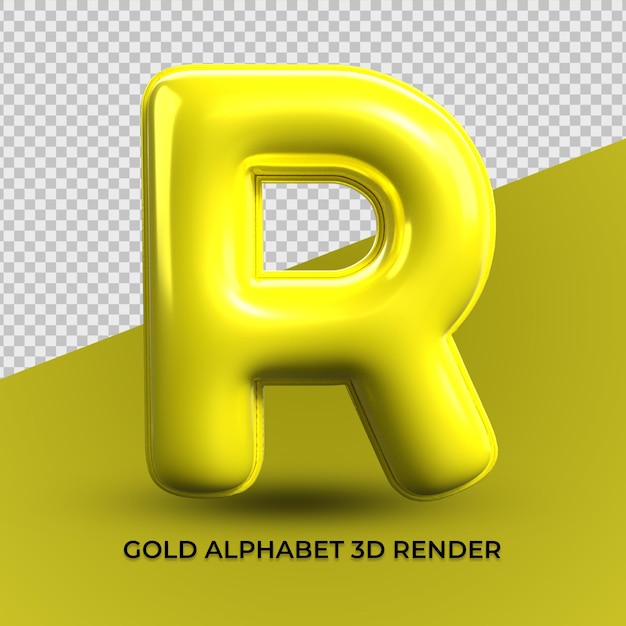 3d render r alfabeto plástico amarillo