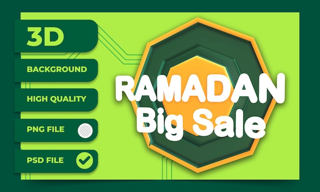 PSD 3d render ramadan gran venta etiqueta