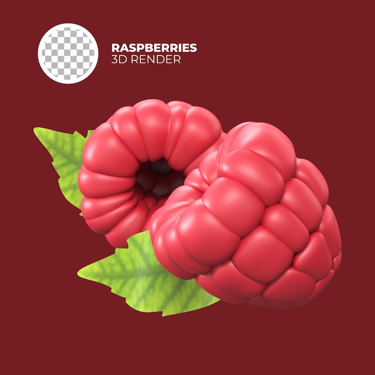 PSD 3d render raspberries
