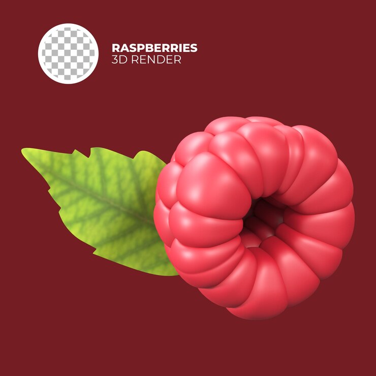 PSD 3d render raspberries