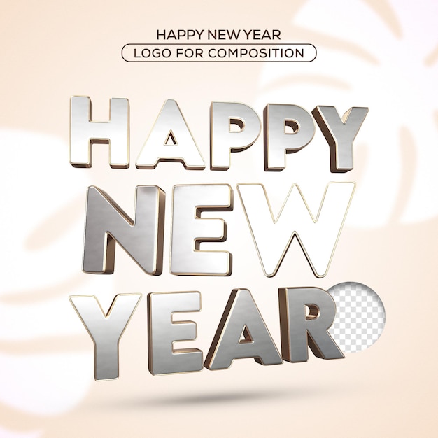 3d render realista oro feliz año nuevo 2024 logotipo de texto para la composición